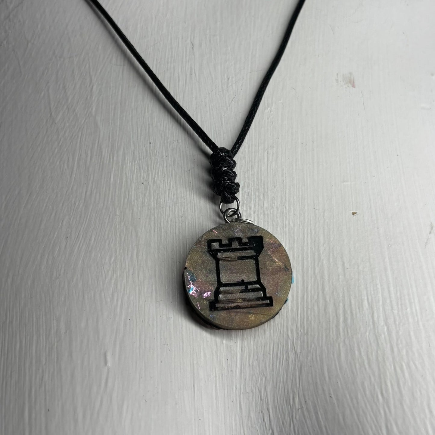 Brown Rook - Handmade Resin Chess Necklace