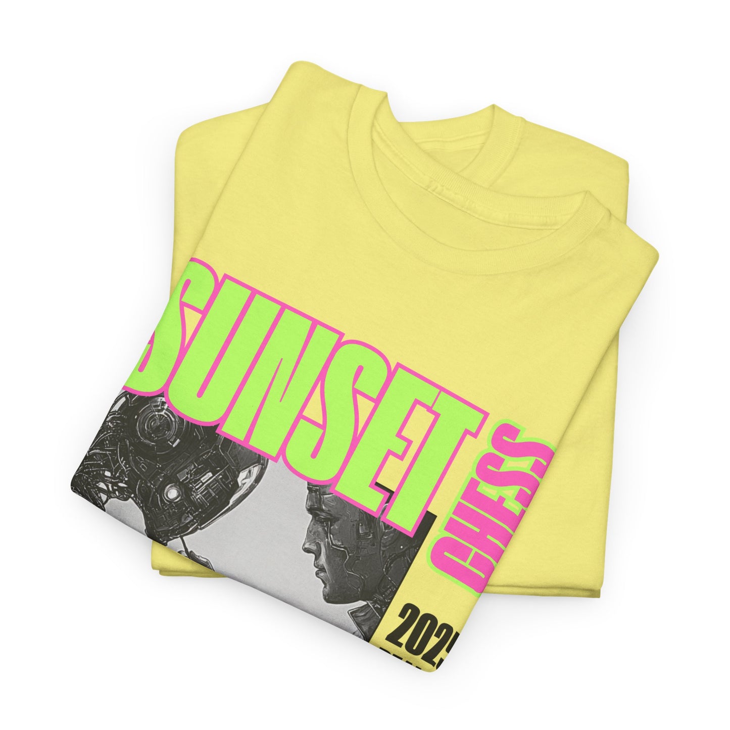 Cyborgs Collide - Yellow Chess T Shirt