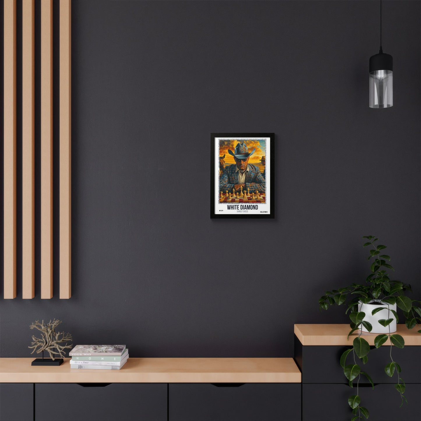 White Diamond - Collection 2 Card #09 - Sunset Card Poster Framed 12"x16"