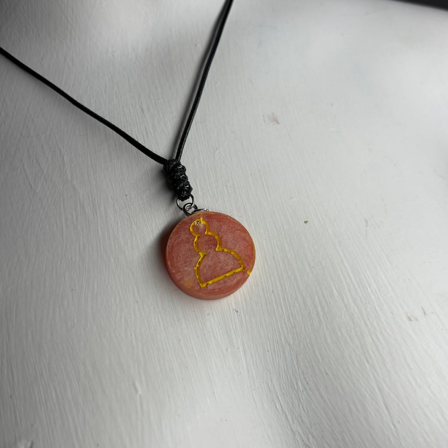 Peach Pink Pawn - Handmade Resin Chess Necklace