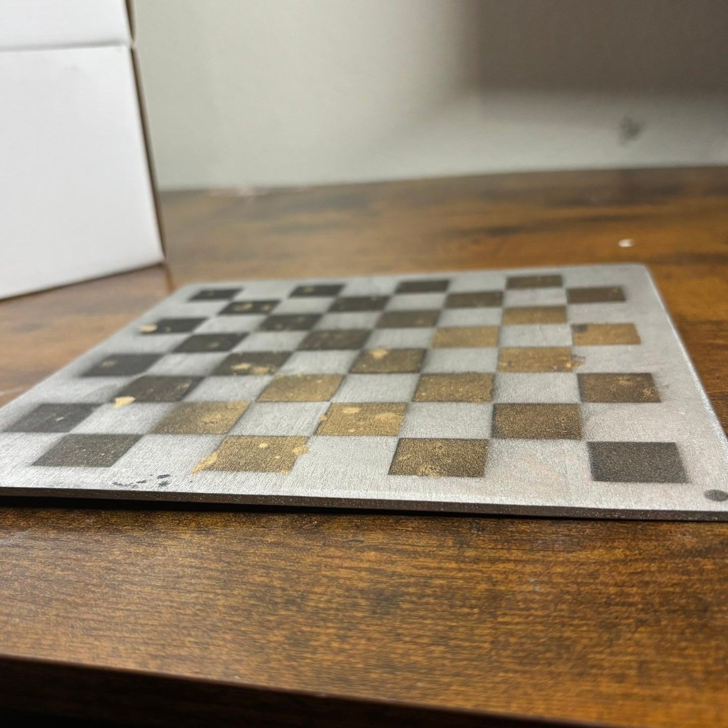Silver Golden Hue - Painted Thin Wooden Chess Board
