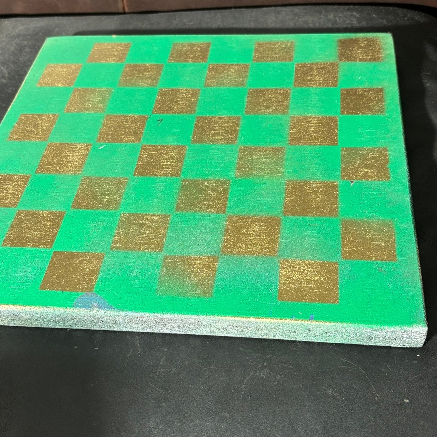 Goldish Neon Green - Painted Chess Board