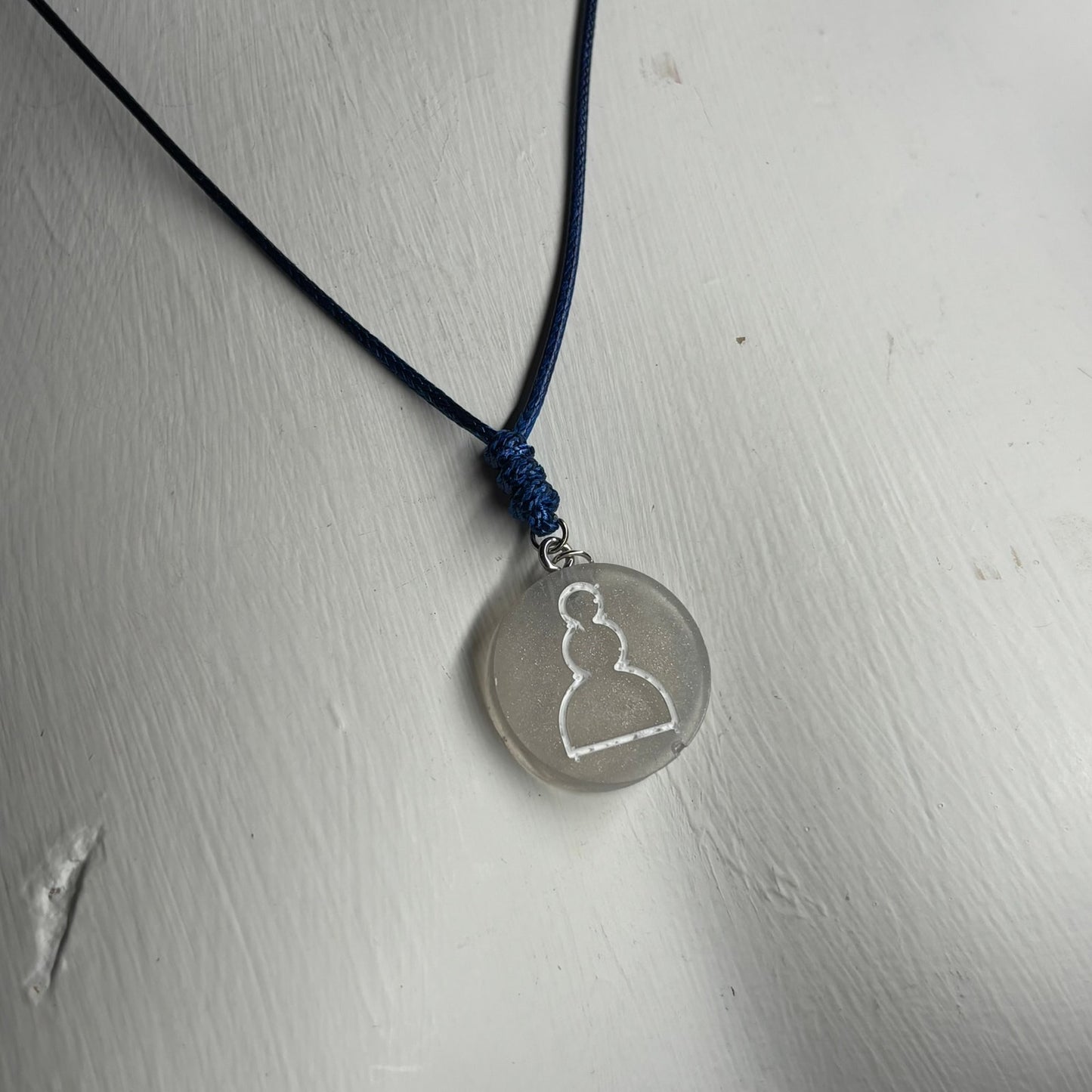 Clean White Pawn - Handmade Resin Chess Necklace