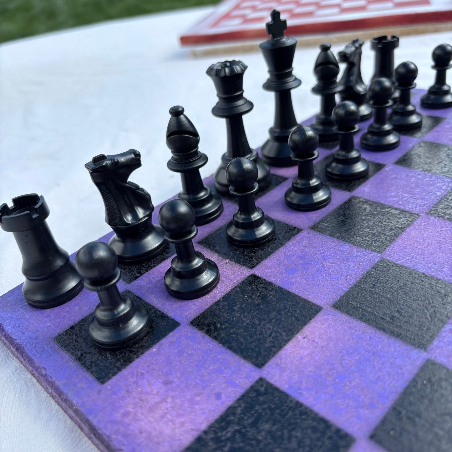 Purple & Black - Painted Chess Set
