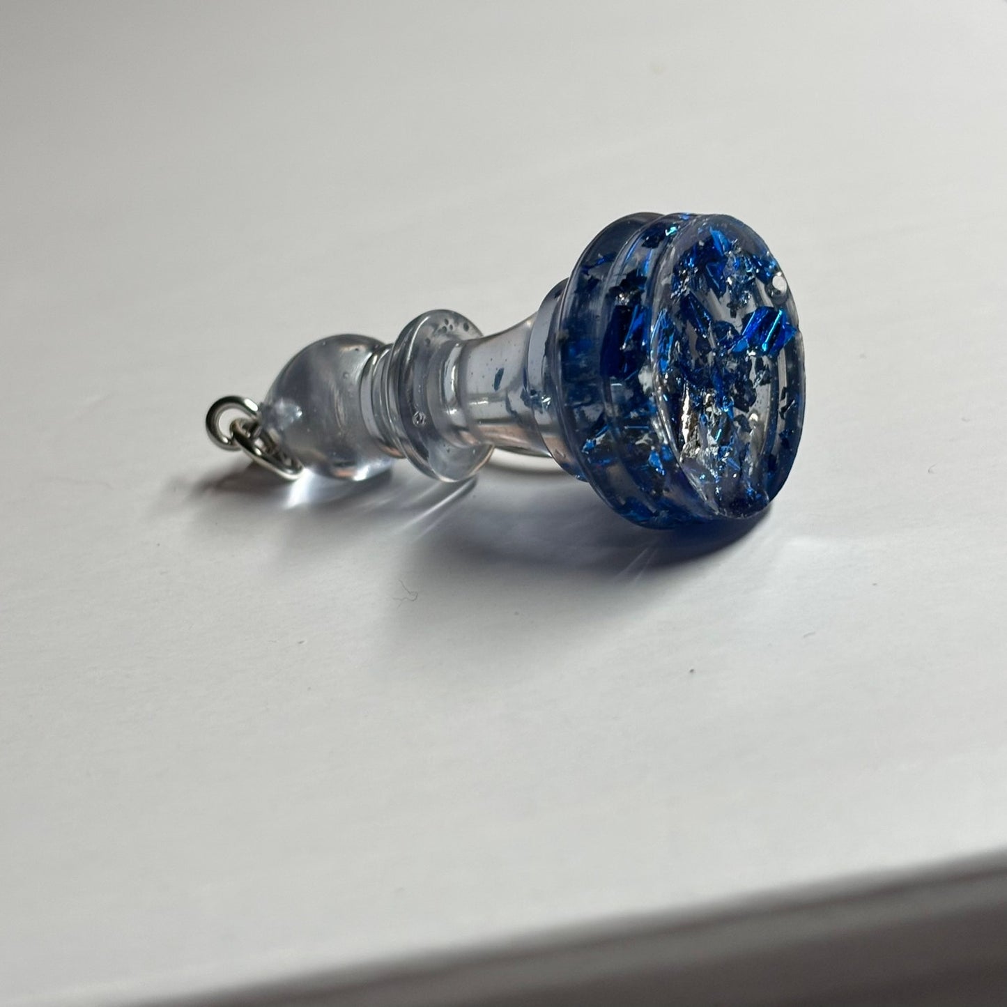 Crystal Blue Bishop - Handmade Resin Keychain