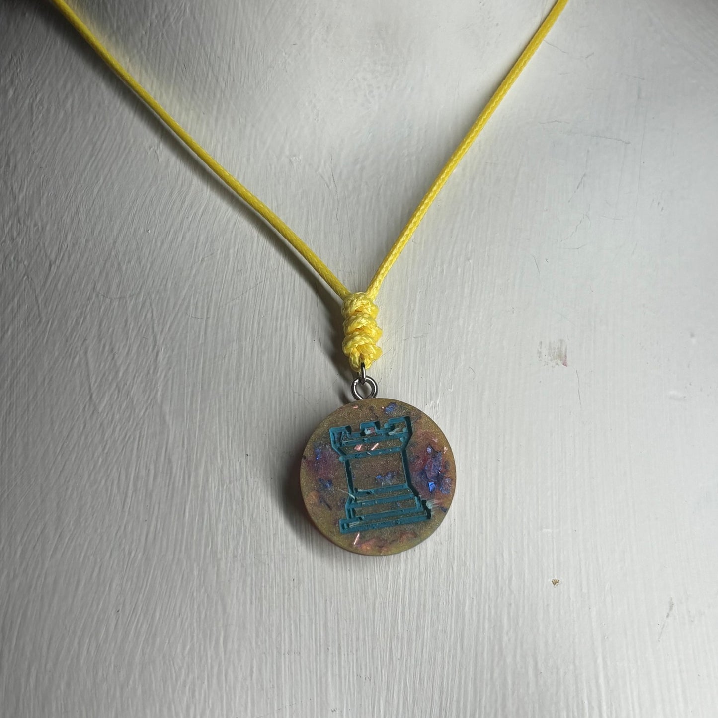 Vivid Rook - Handmade Resin Chess Necklace