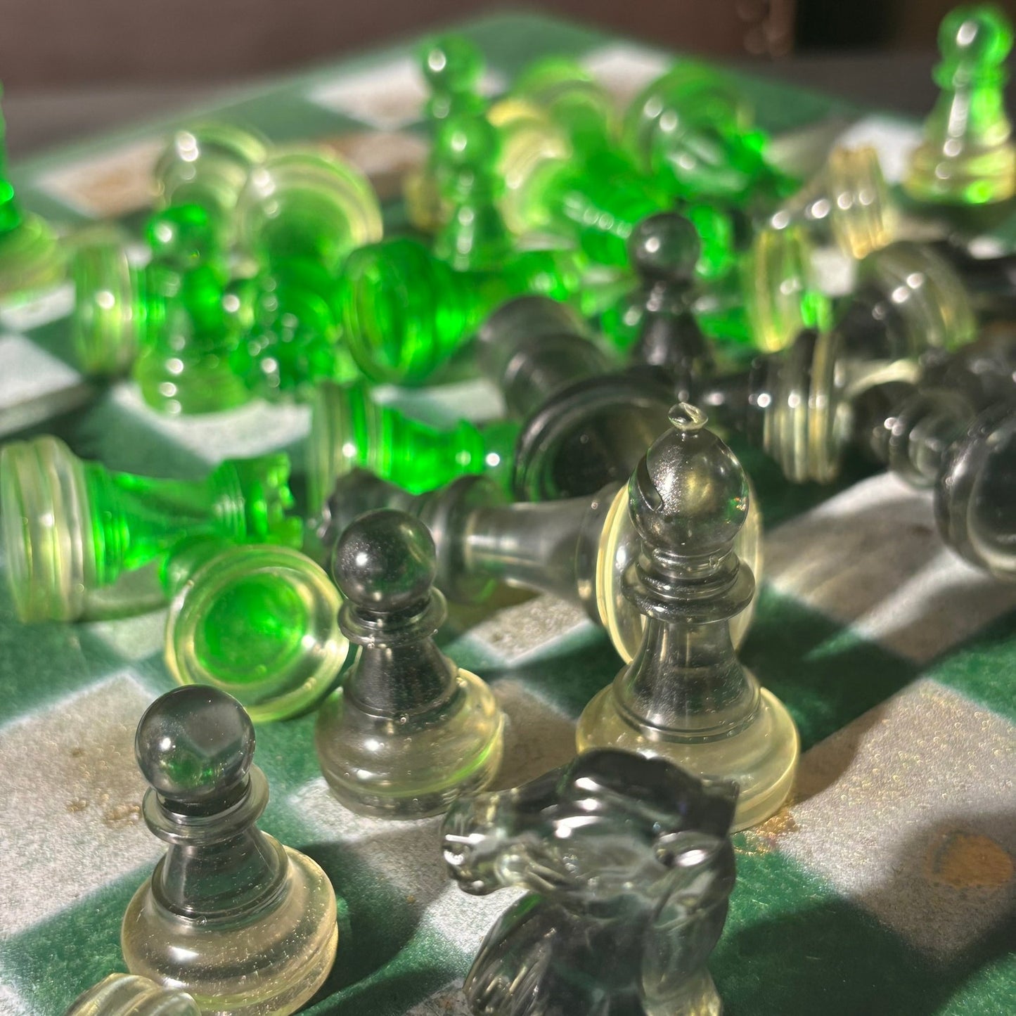 Goldish Green - Painted Chess Set