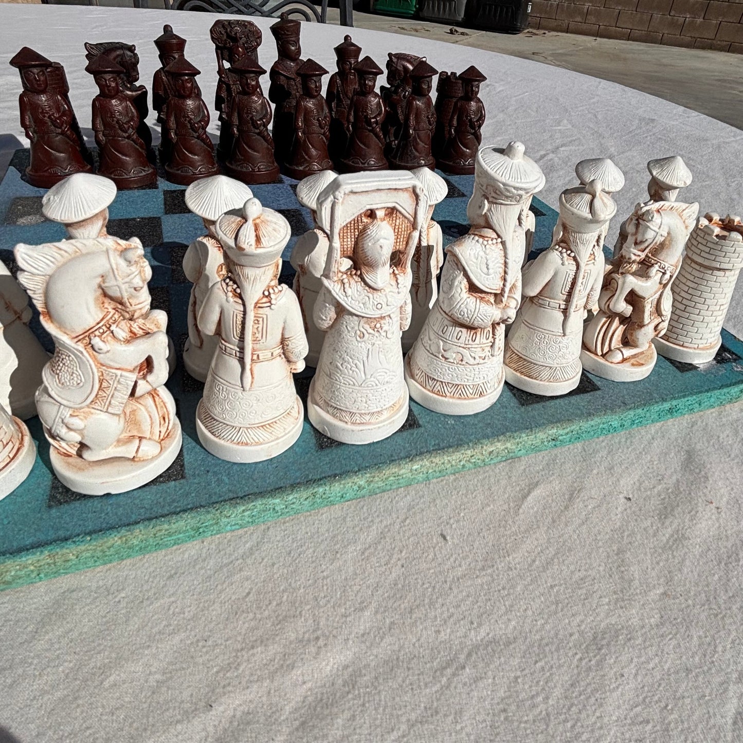 Greenish Blue Space - Chinese Edition Chess Set