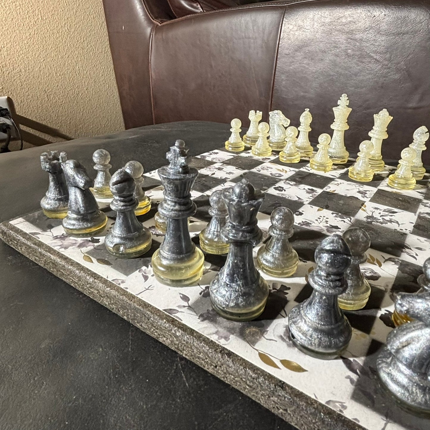 Black Flower - Scrapbook Chess Set