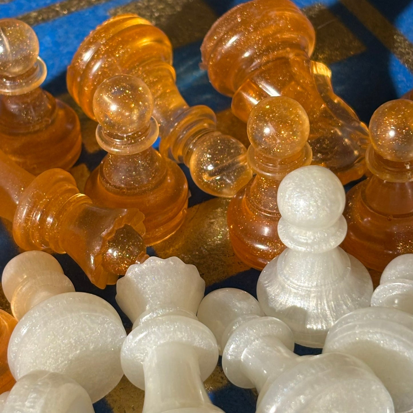 Supreme Blue & Gold- Painted Chess Set
