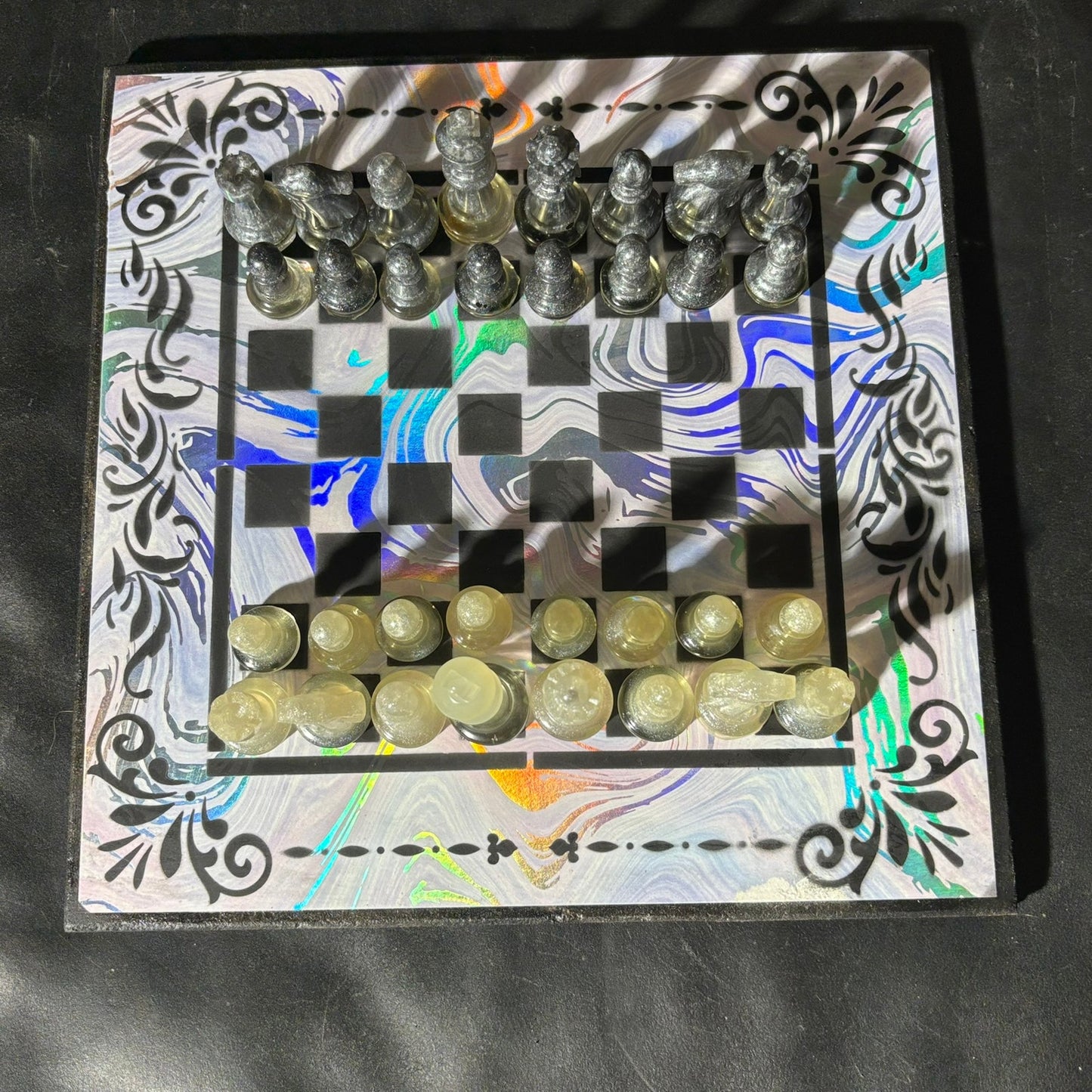 Chrome Shine Pattern - Scrapbook Chess Set