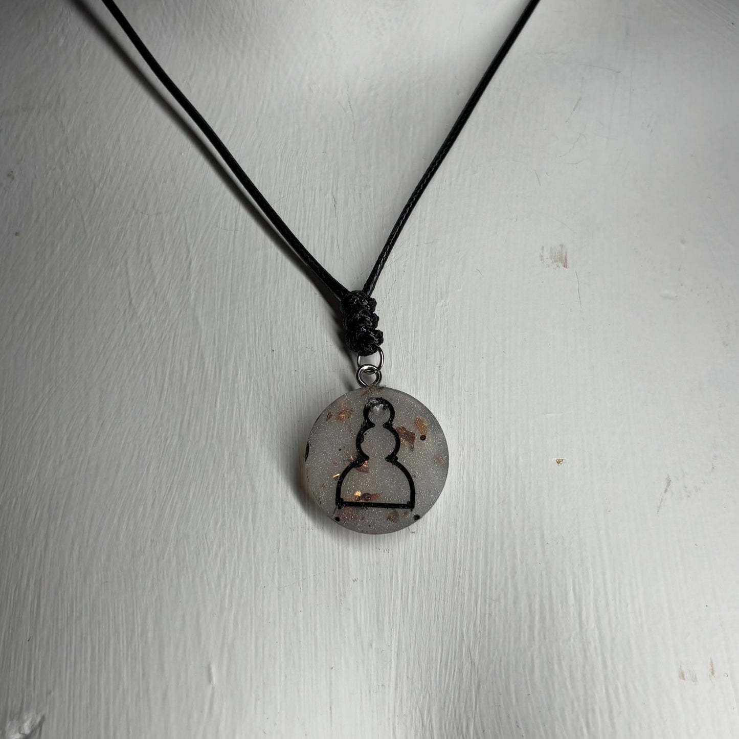 Crystal White Pawn - Handmade Resin Chess Necklace