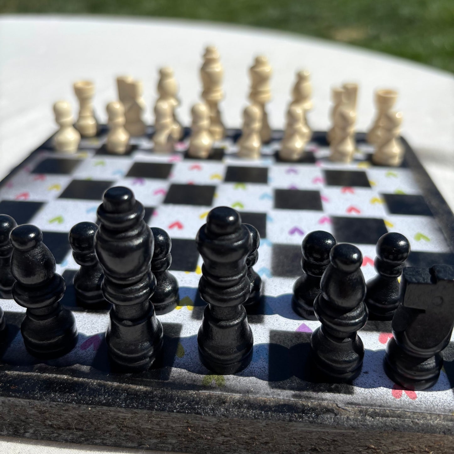 Colorful Hearts - Scrapbook Chess Set