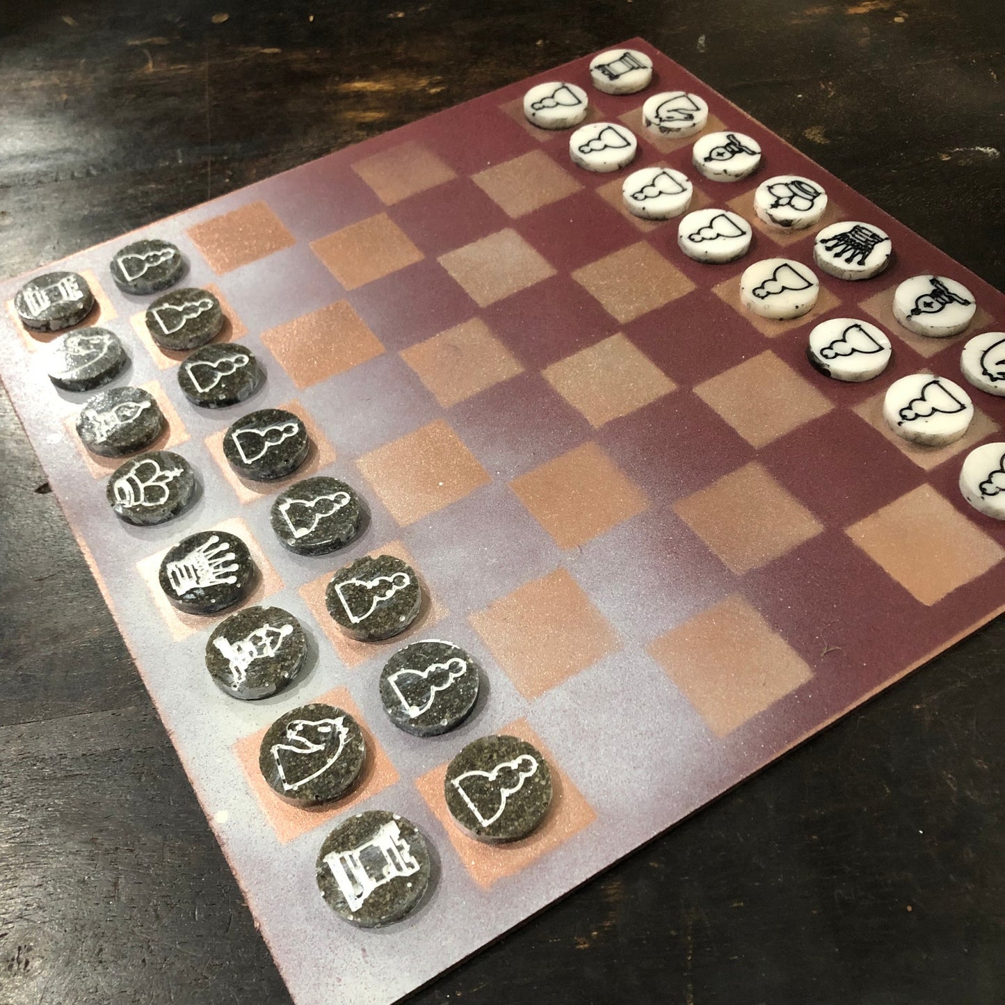 Burgundy Bronze - Painted Chess Set
