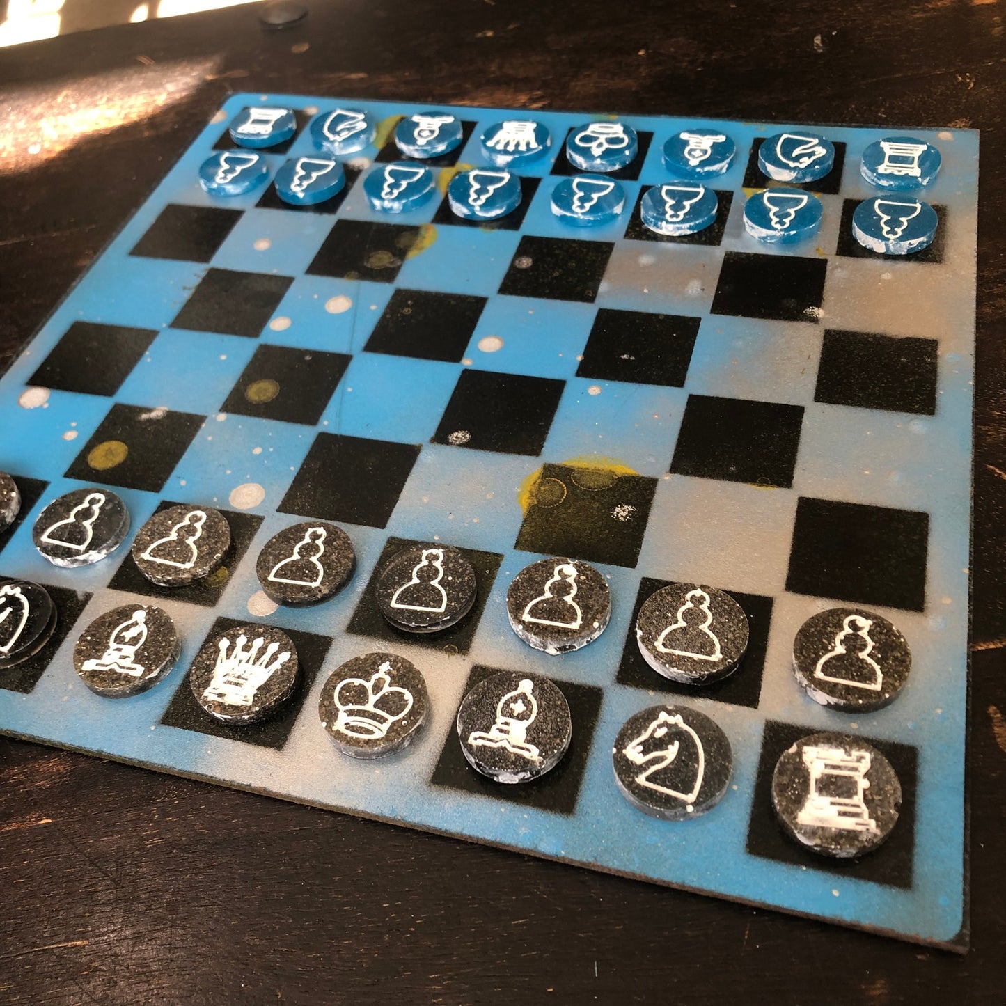 Cloudy Blue - Painted Chess Set