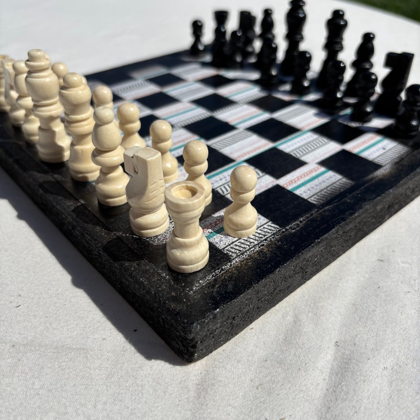 Vintage Lined Pattern - Scrapbook Chess Set