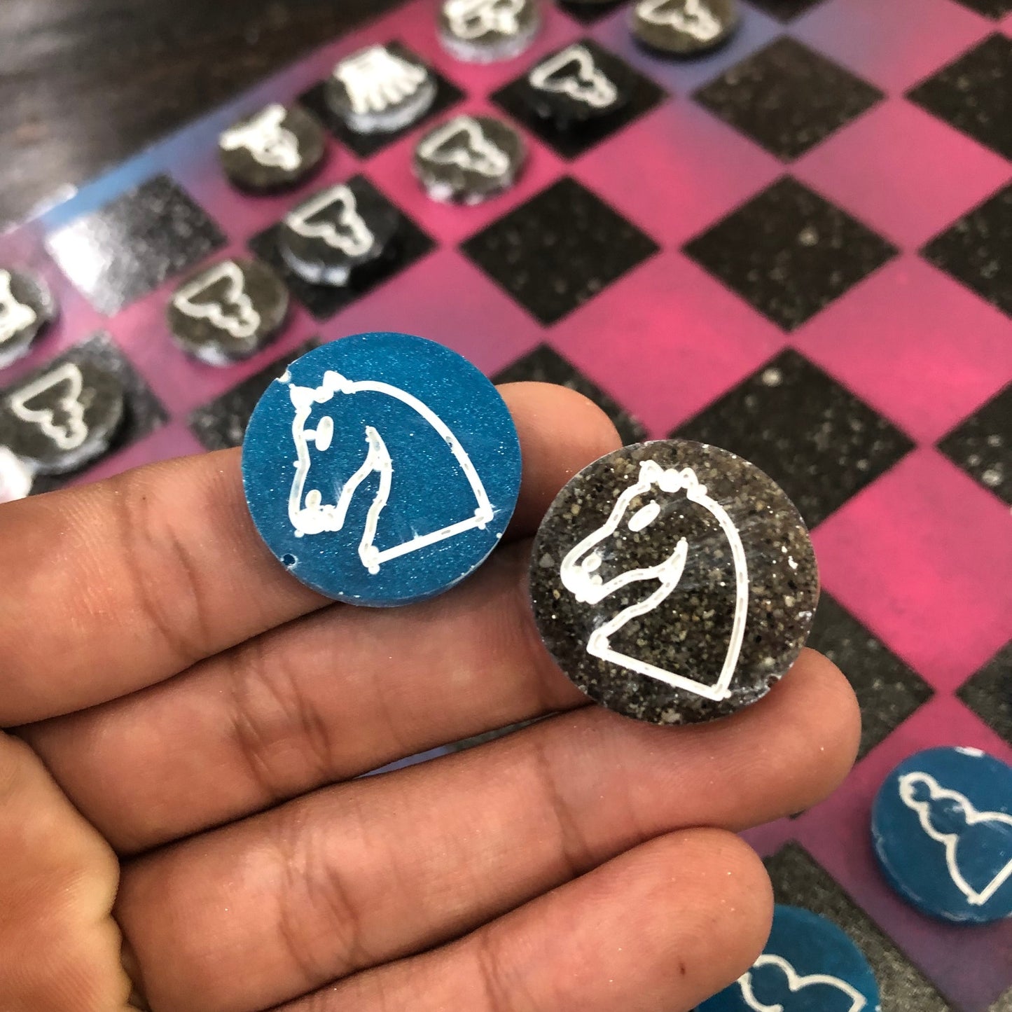 Pink Space - Painted Chess Set