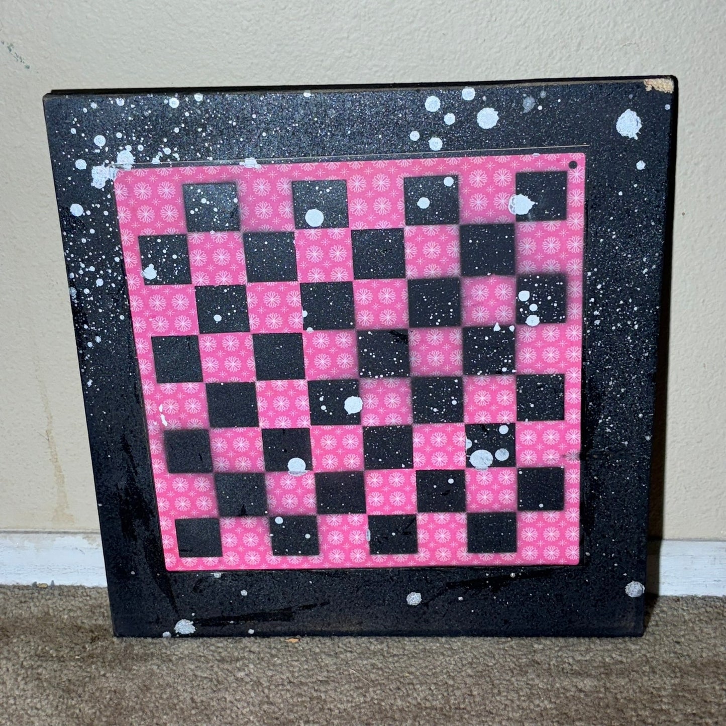 Pinkish Red Vintage Pattern - Large Scrapbook Chess Board