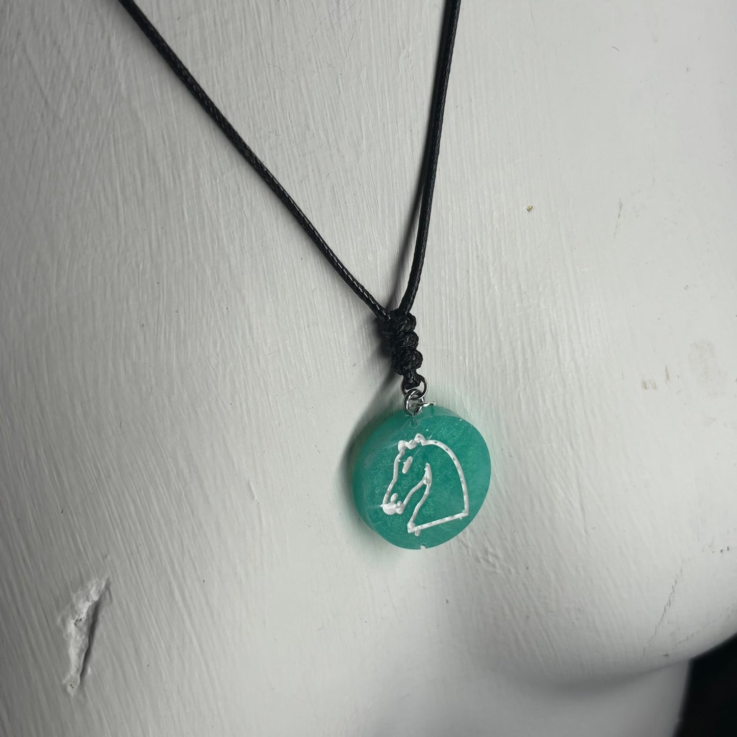 Aqua Knight - Handmade Resin Chess Necklace