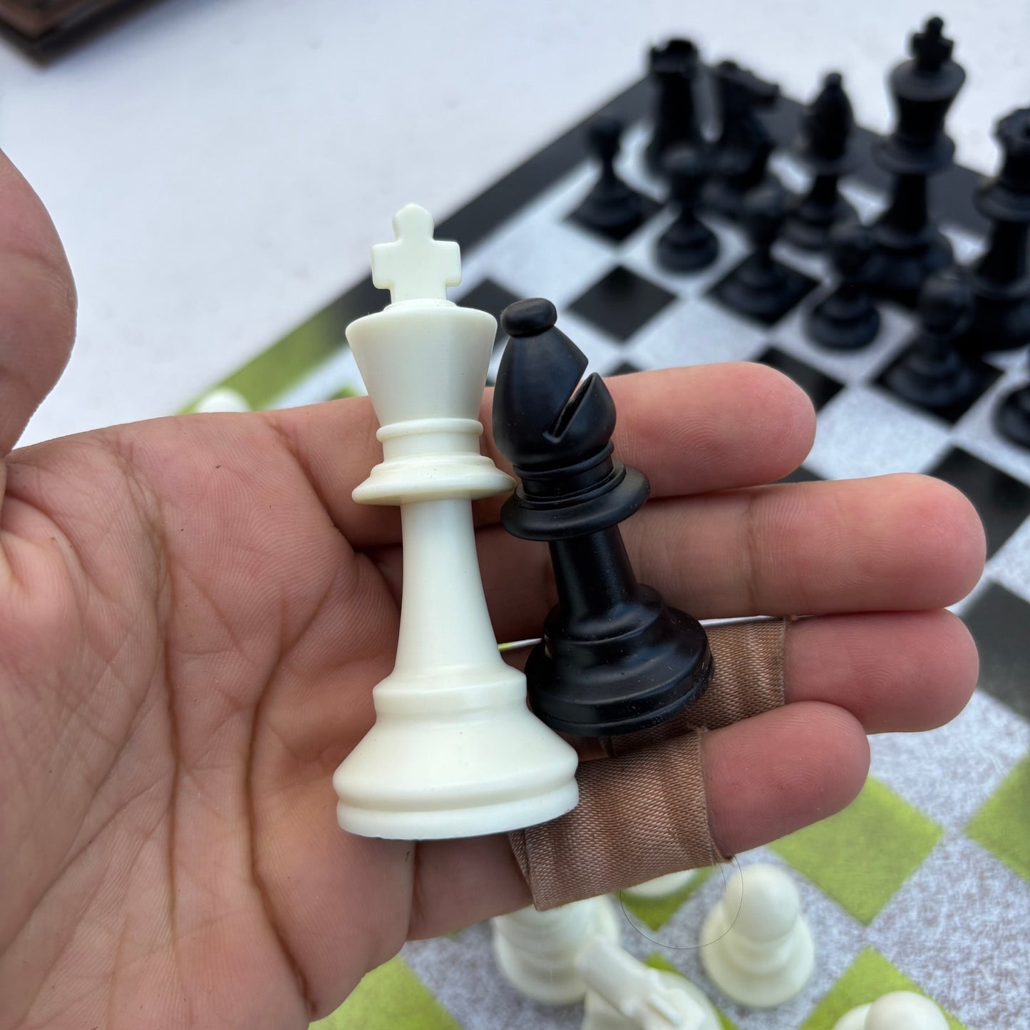 Lime Green & Black - Painted Chess Set