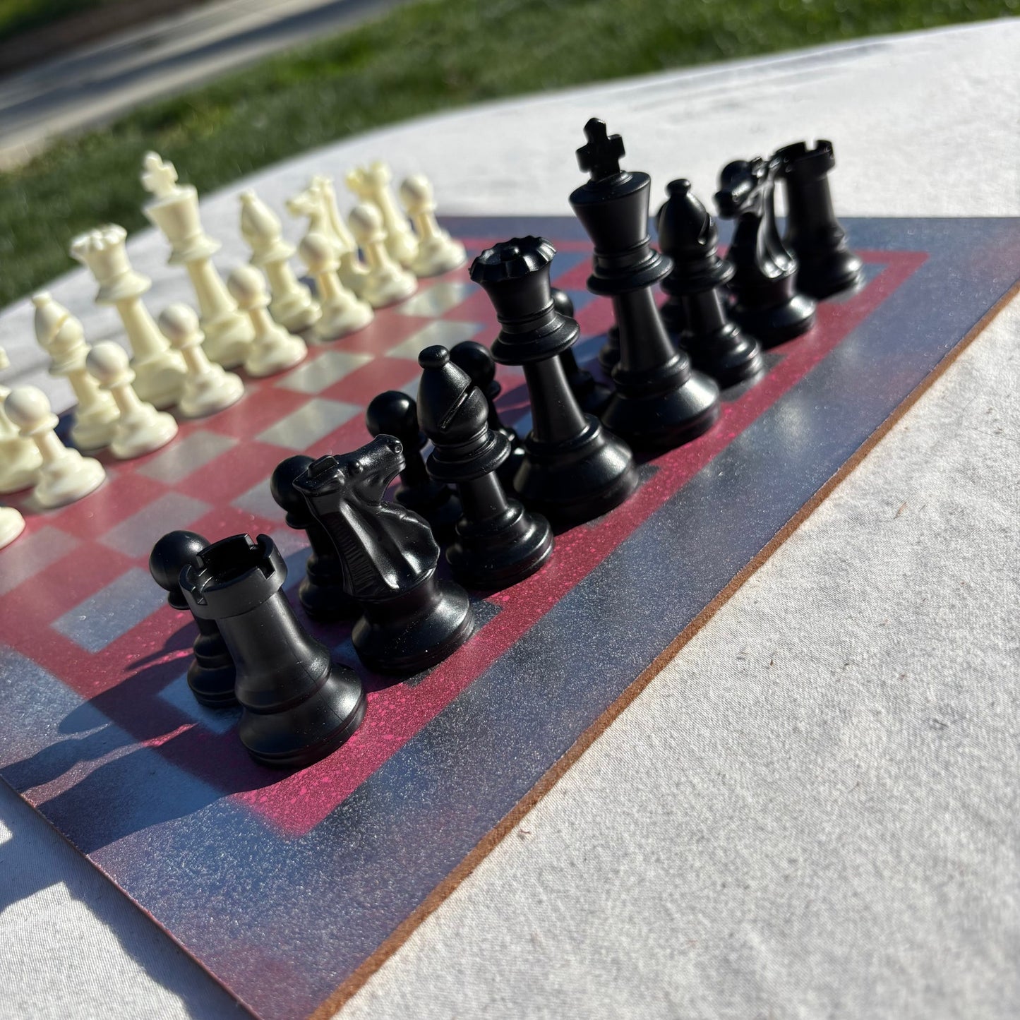 Silver Speckled Pink - Painted Chess Set