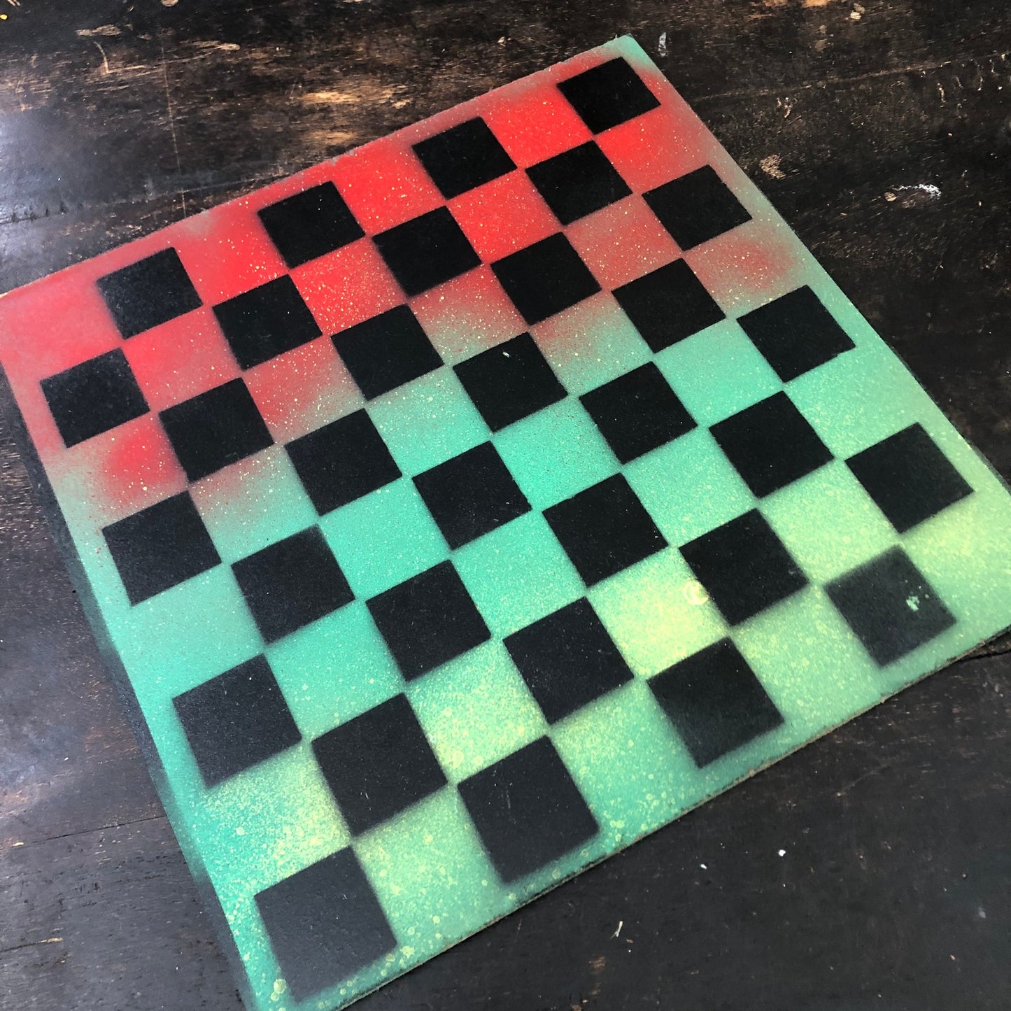 Blue & Green Sploosh - Painted Chess Set