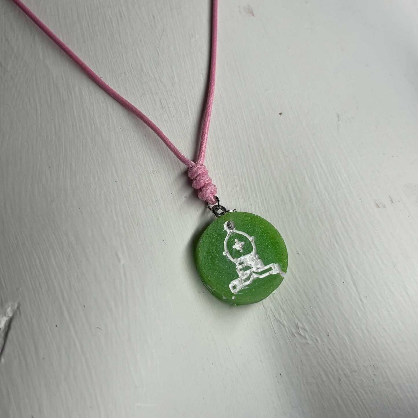 Green Bishop - Handmade Resin Chess Necklace