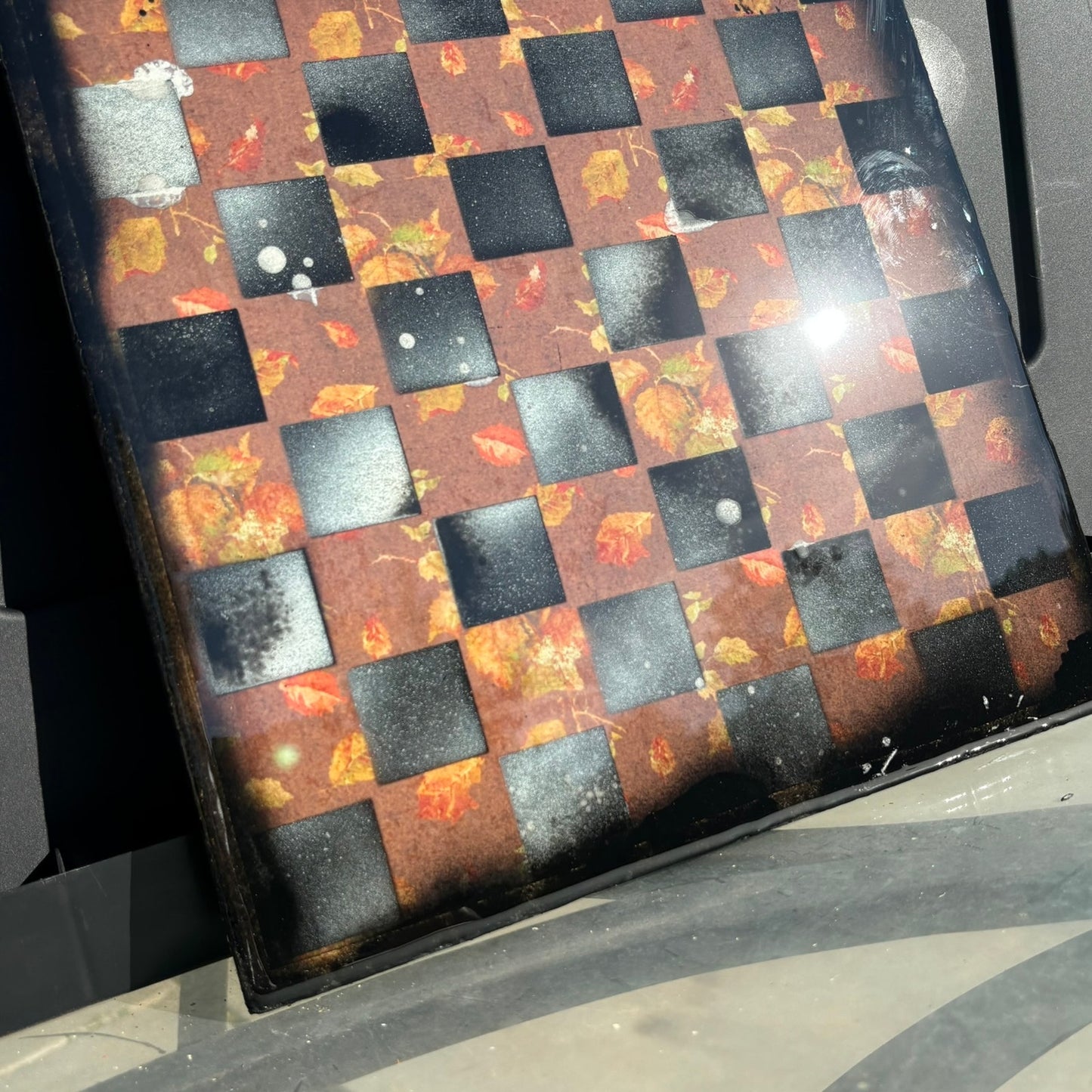 Autumn Patterned - Resin Coated Chess Board