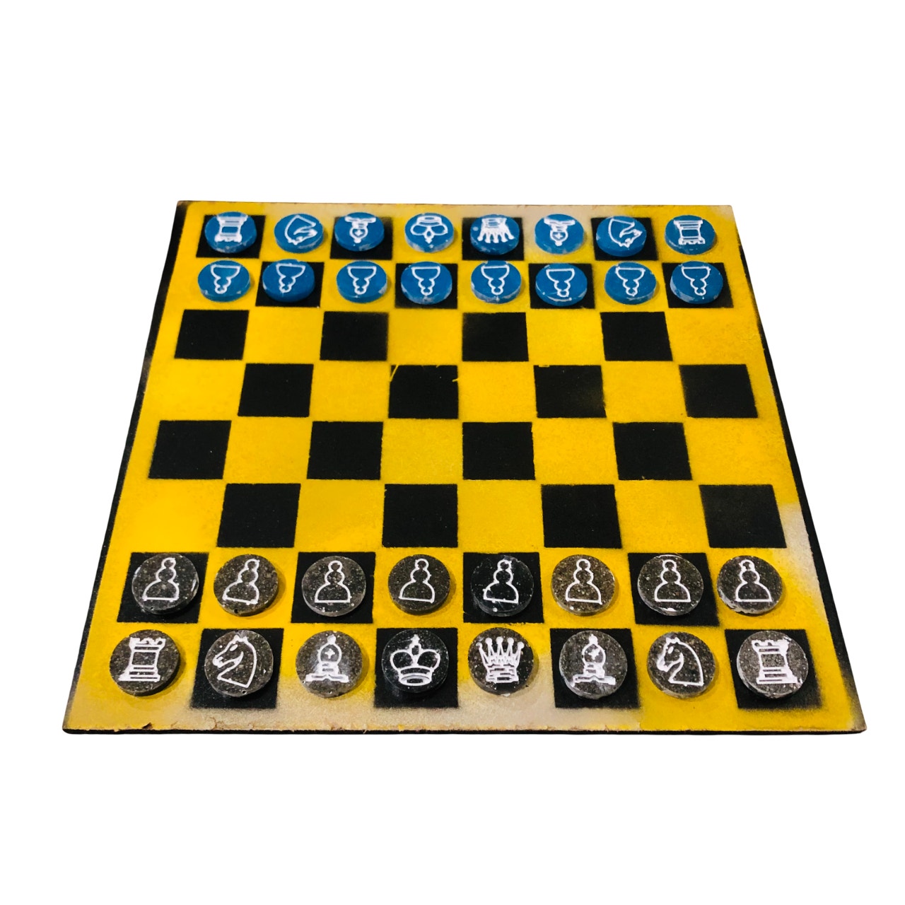 Yellow & Black - Painted Chess Set