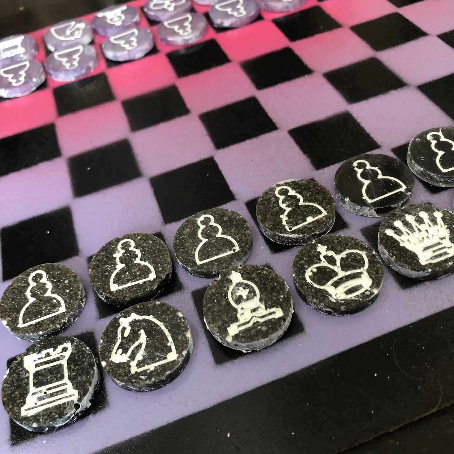 Stealth Purple/Pink - Painted Chess Set