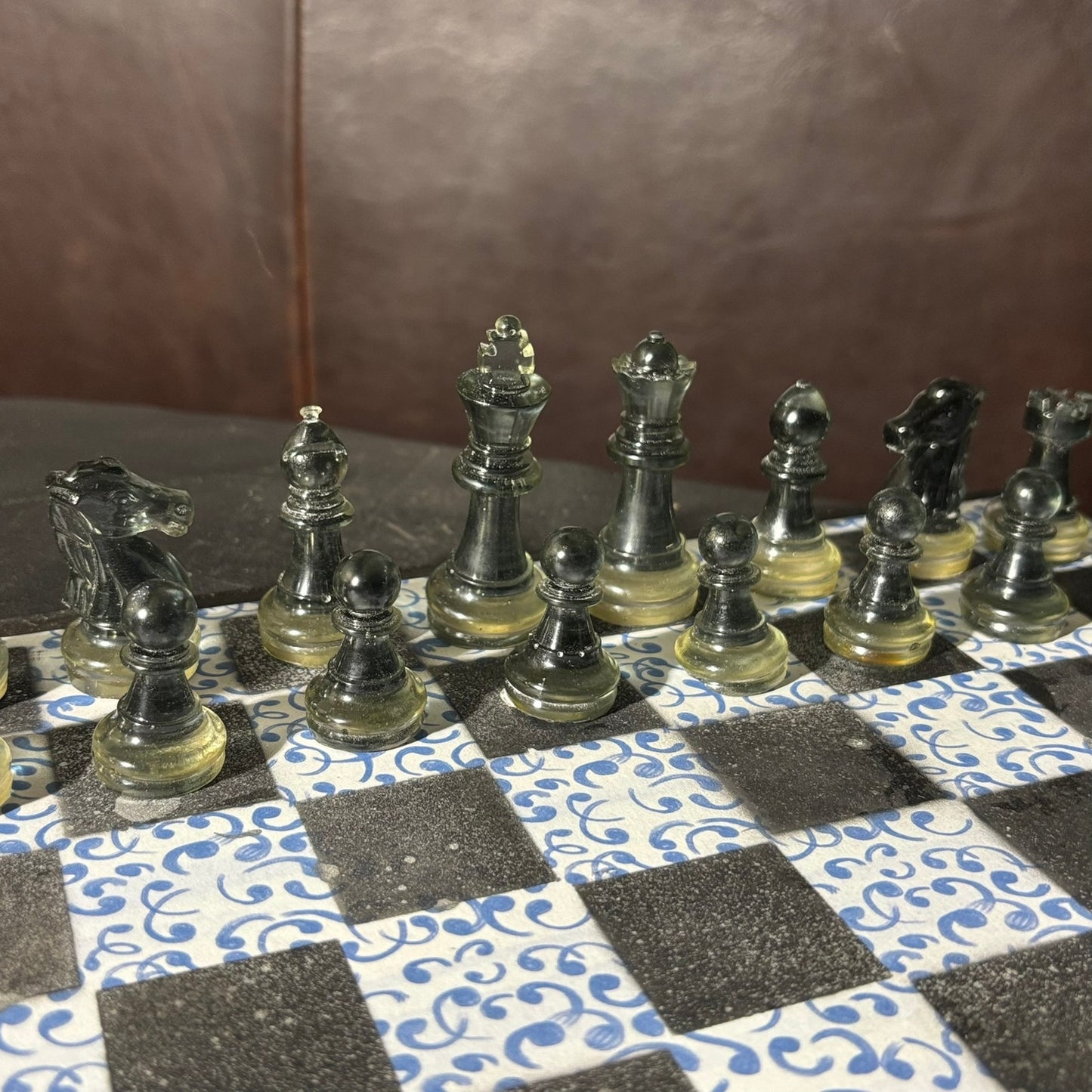 Blue Vintage Pattern - Scrapbook Chess Set