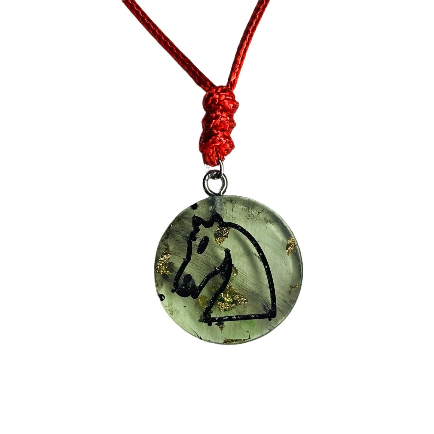 🎁 Chinese Green Knight - Handmade Resin Chess Necklace (100% off)