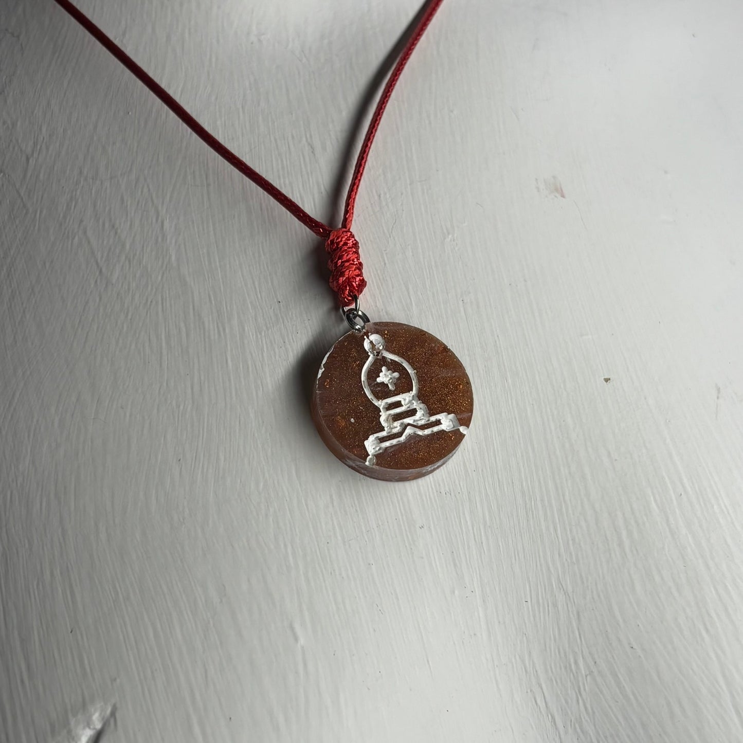 Dark Orange Bishop - Handmade Resin Chess Necklace