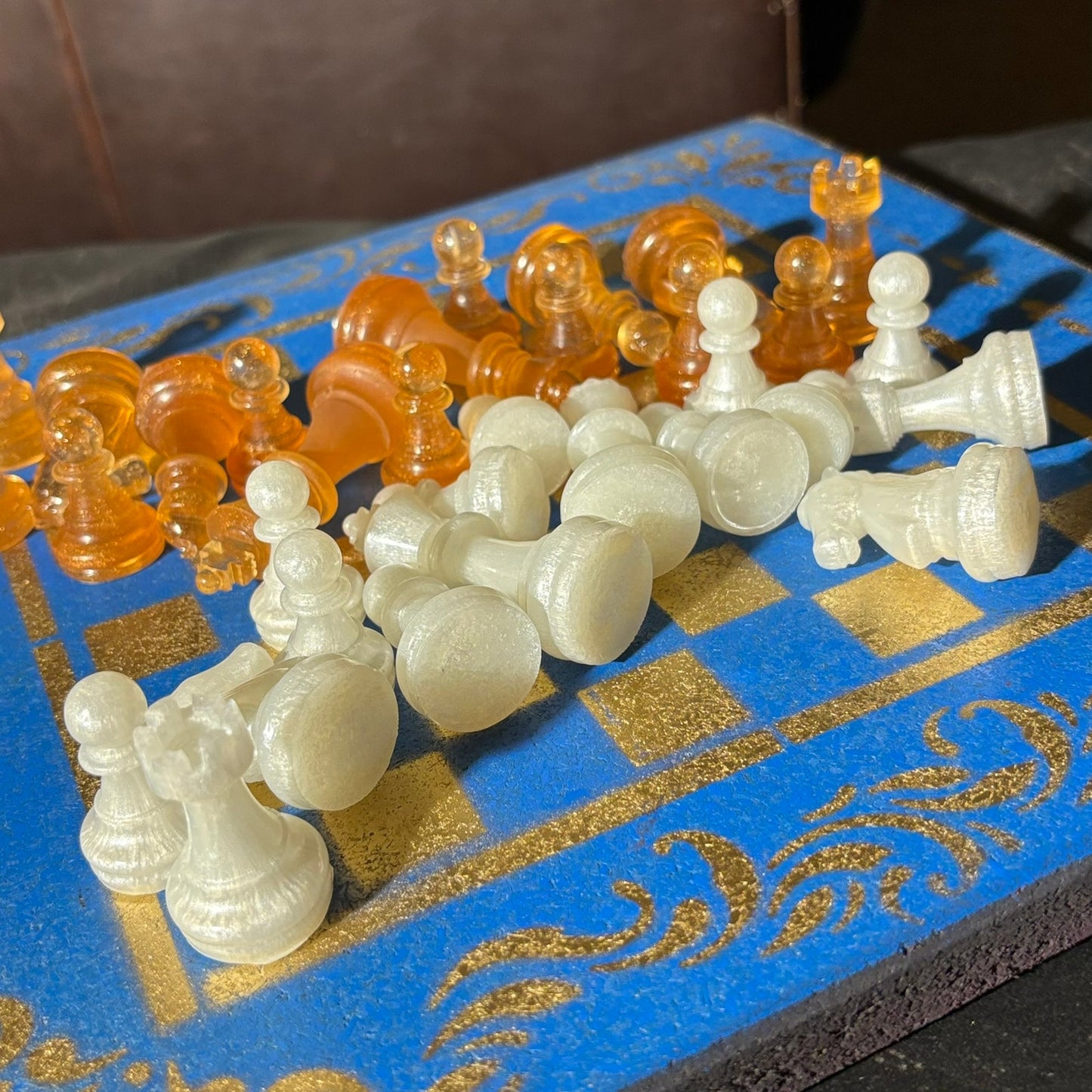 Supreme Blue & Gold- Painted Chess Set