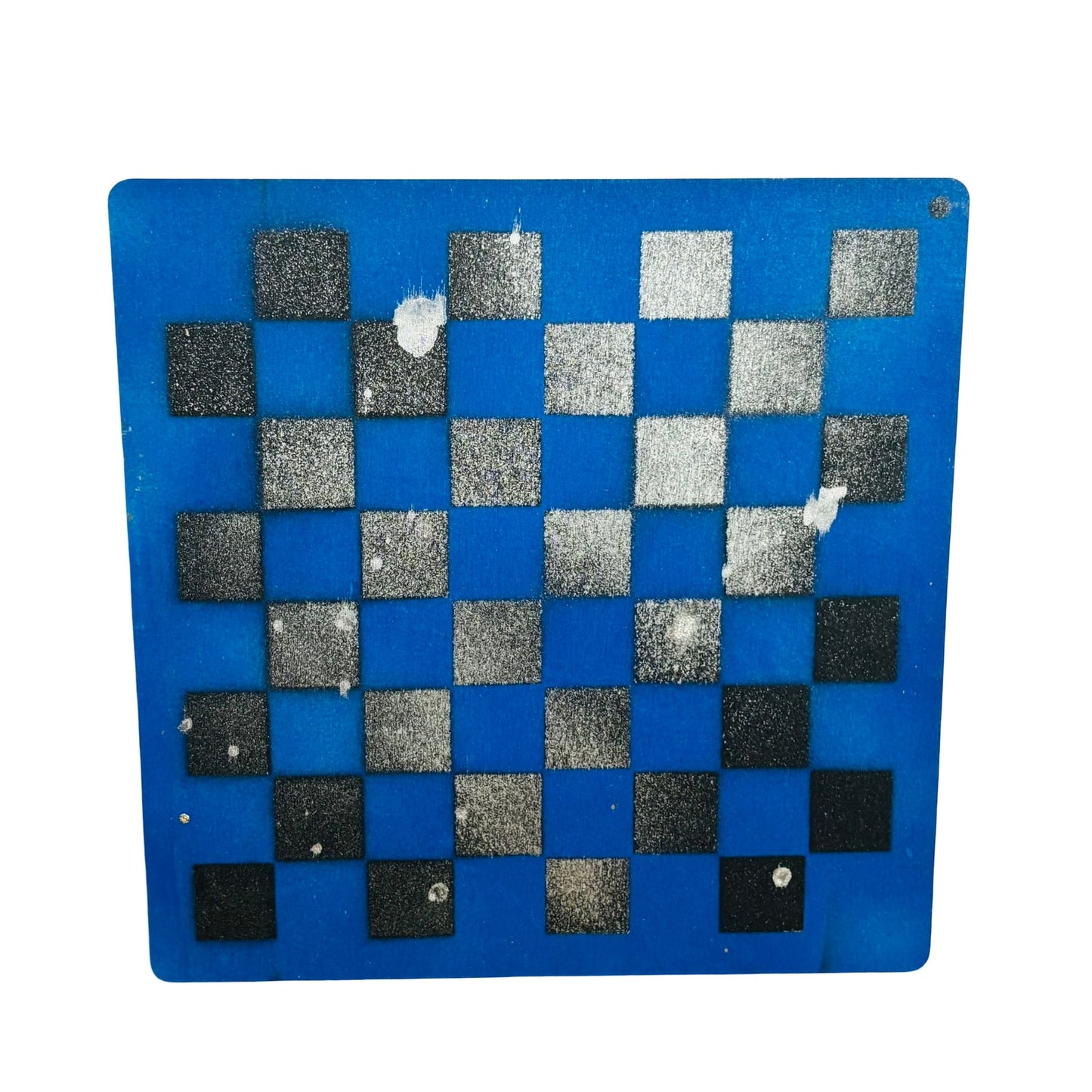 Blue & Chrome Black - Painted Thin Wooden Chess Board