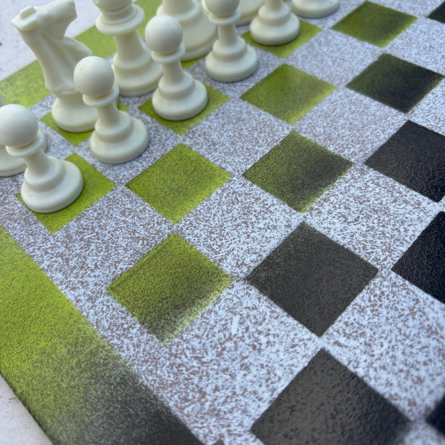 Lime Green & Black - Painted Chess Set