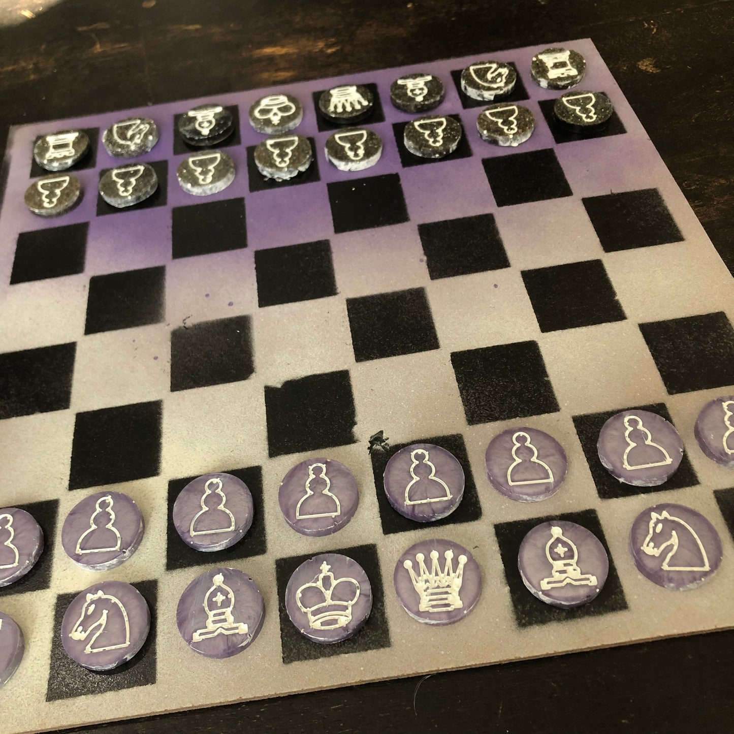 Purple Hue - Painted Chess Set