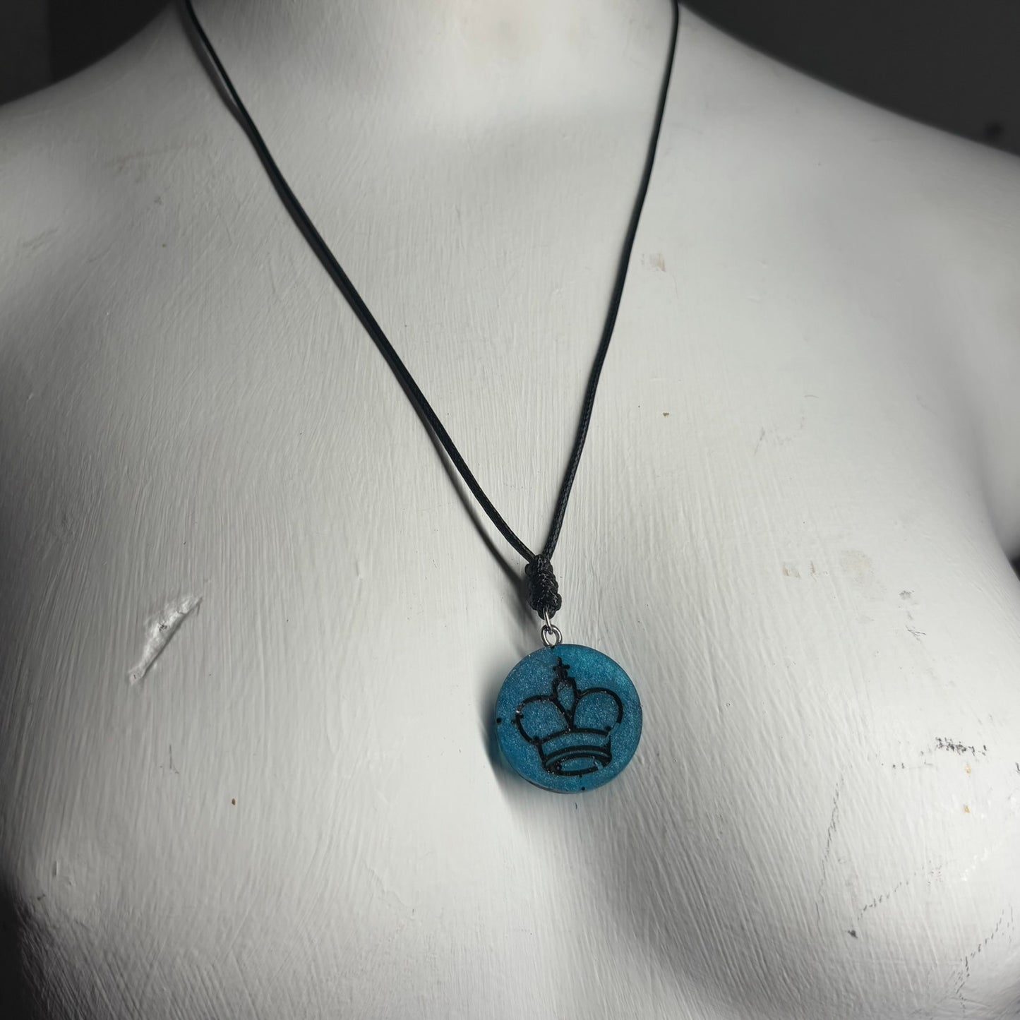 Blue King - Handmade Resin Chess Necklace