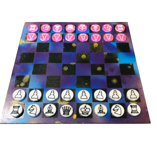 Beautiful Purple Galaxy - Painted Chess Set