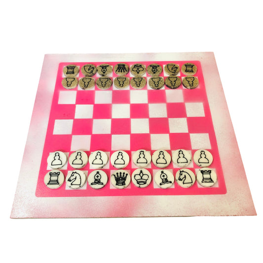 Pink & White - Painted Chess Set