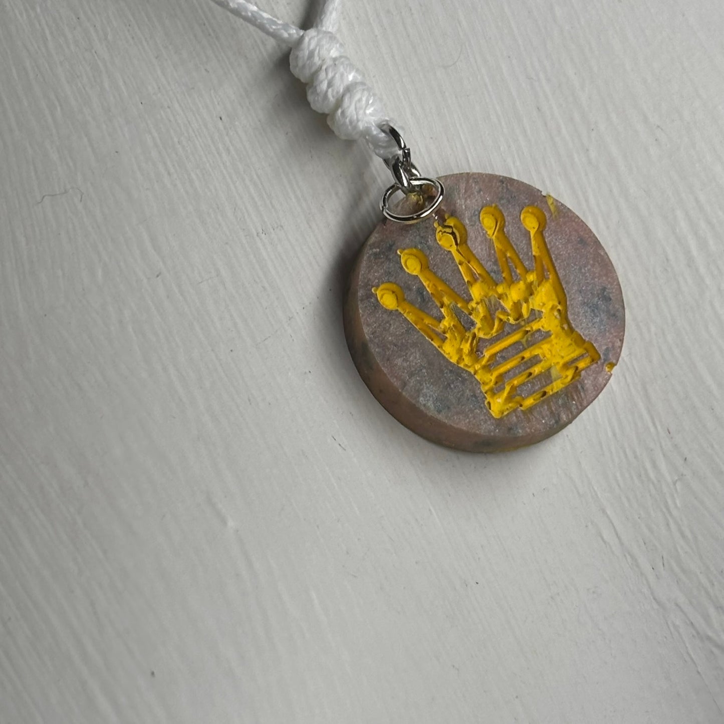 Simple Yellow Queen - Handmade Resin Chess Necklace