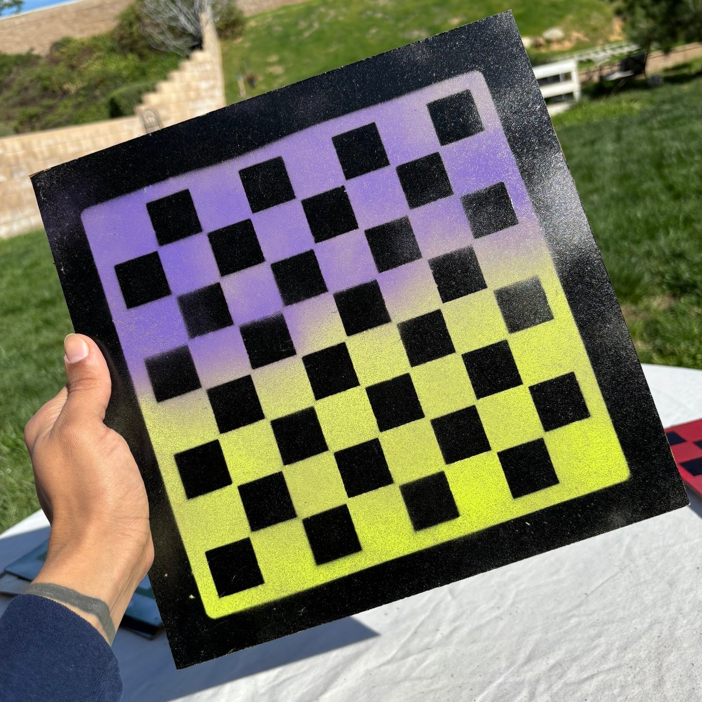 Green & Purple - Painted Chess Set