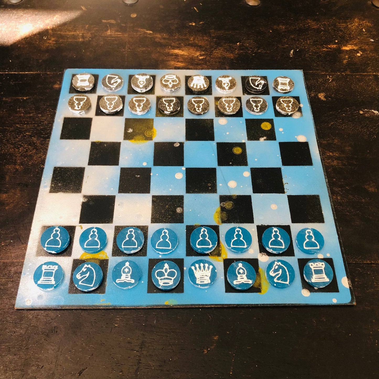 Cloudy Blue - Painted Chess Set