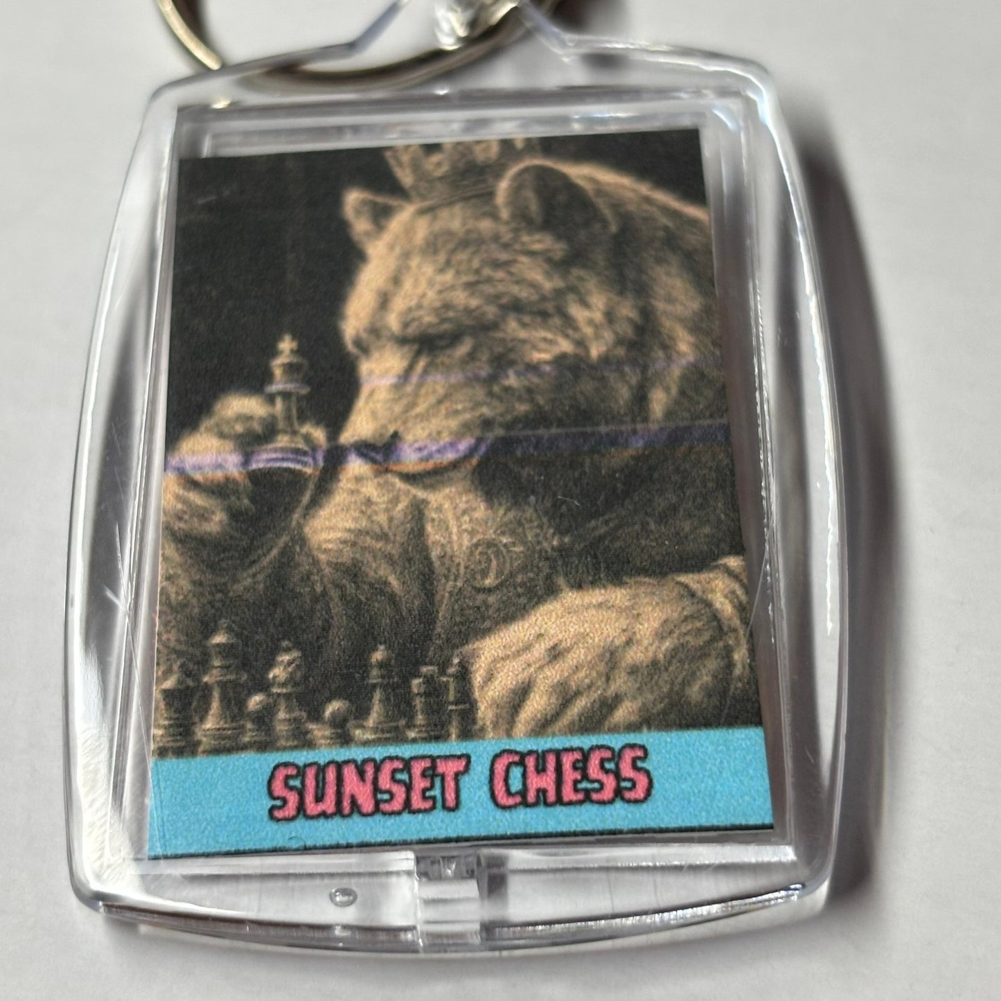 Game Of Bears - Sunset Chess Photo Keychain