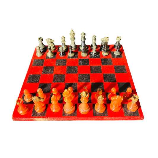Opal Red & Black - Painted Chess Set