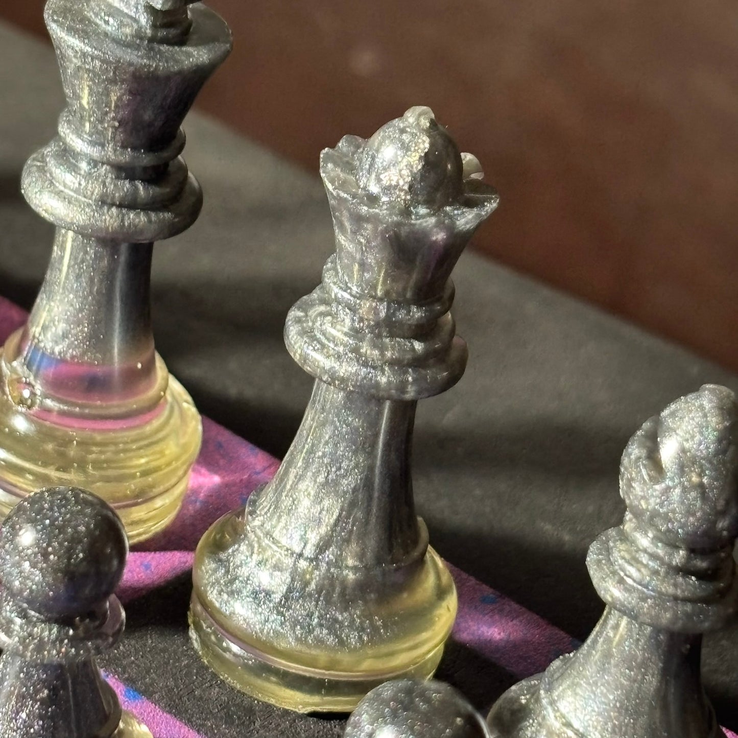 Purple Dripped Space - Painted Chess Set