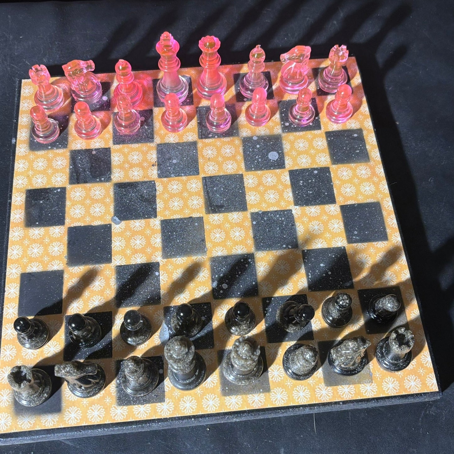 Yellow & Pink Vintage Pattern - Scrapbook Chess Set