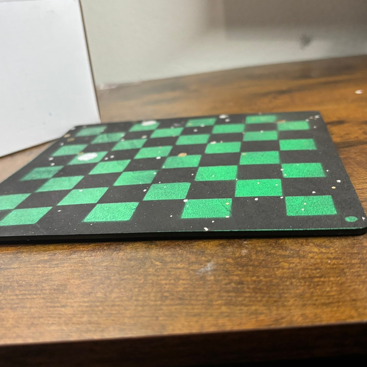Black & Green Chrome - Painted Thin Wooden Chess Board