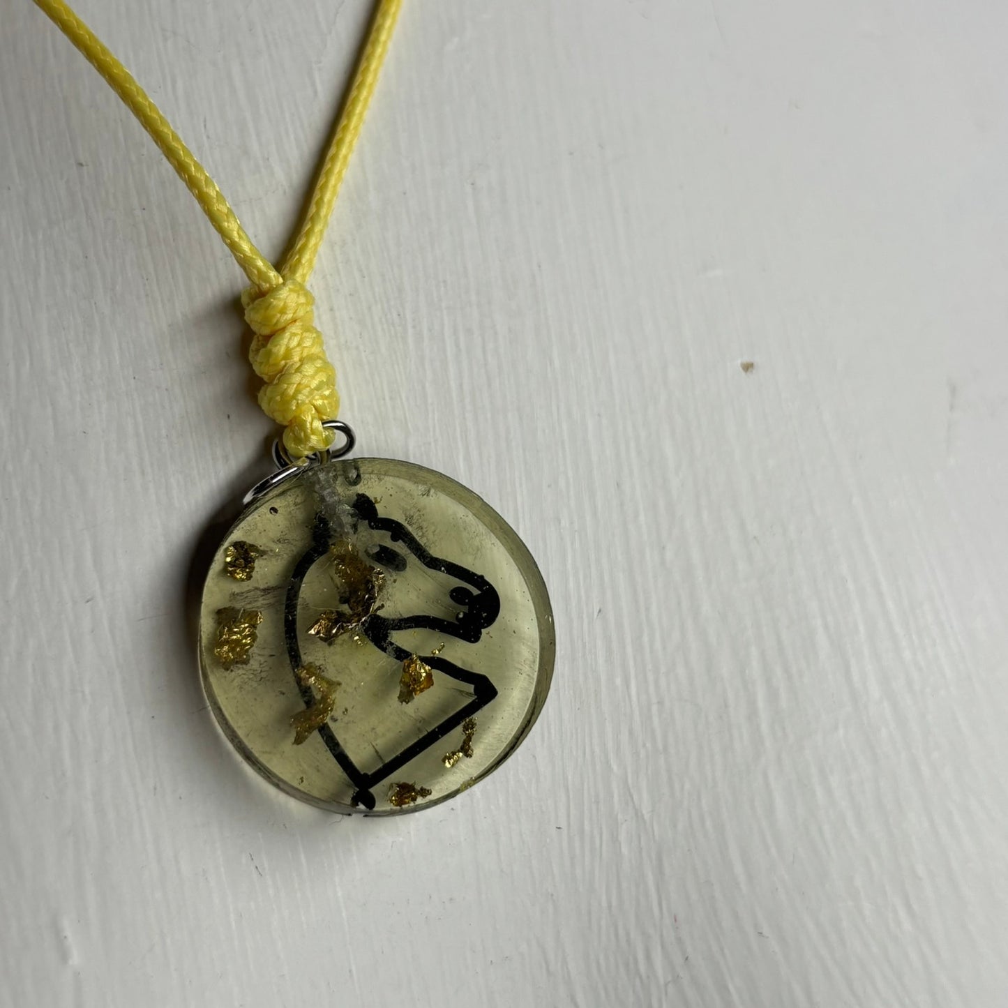 Lime Knight - Handmade Resin Chess Necklace