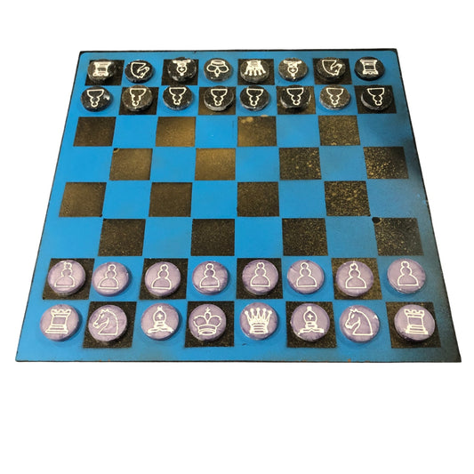 Golden Blue - Painted Chess Set